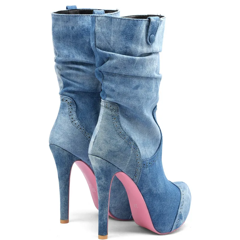 Women Denim High Heels 