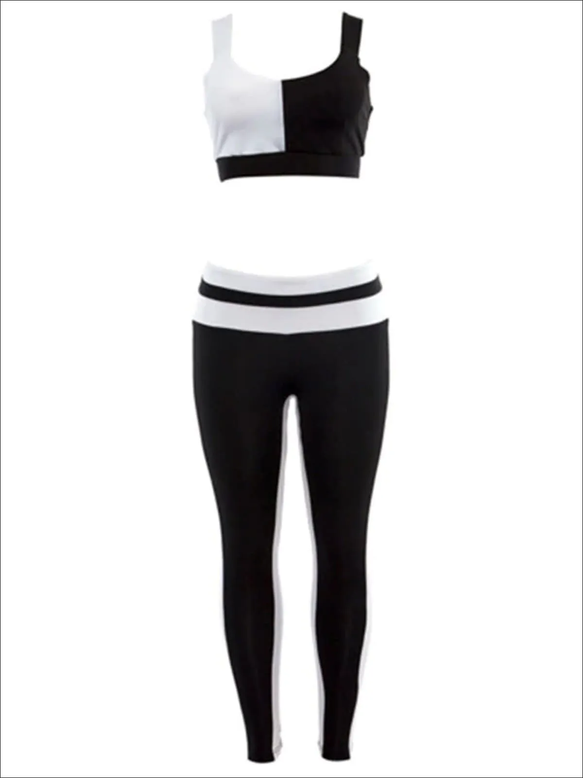 Women's Black And White Two Piece Activewear Set