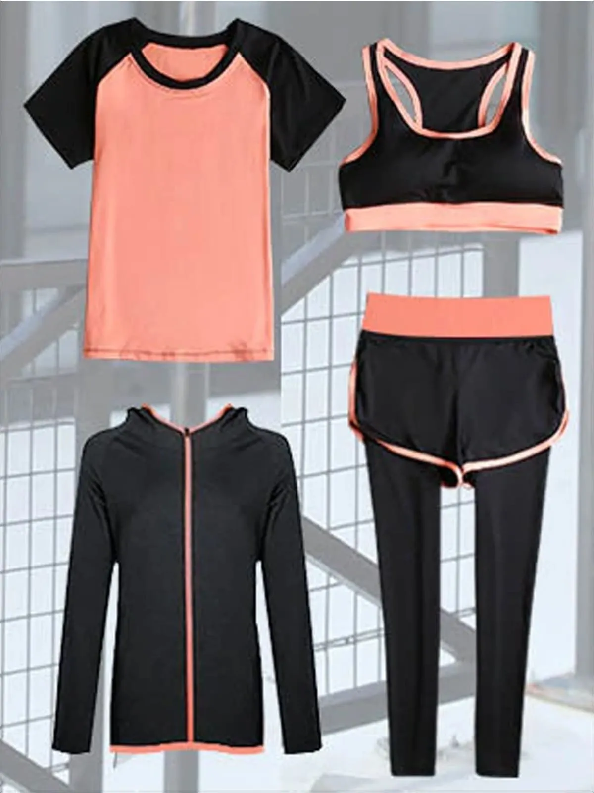 Women's Contrast Panel Quick Dry Activewear Set