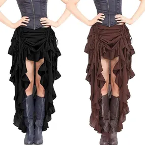 Women's Steampunk Pure Color Ruffled Skirts