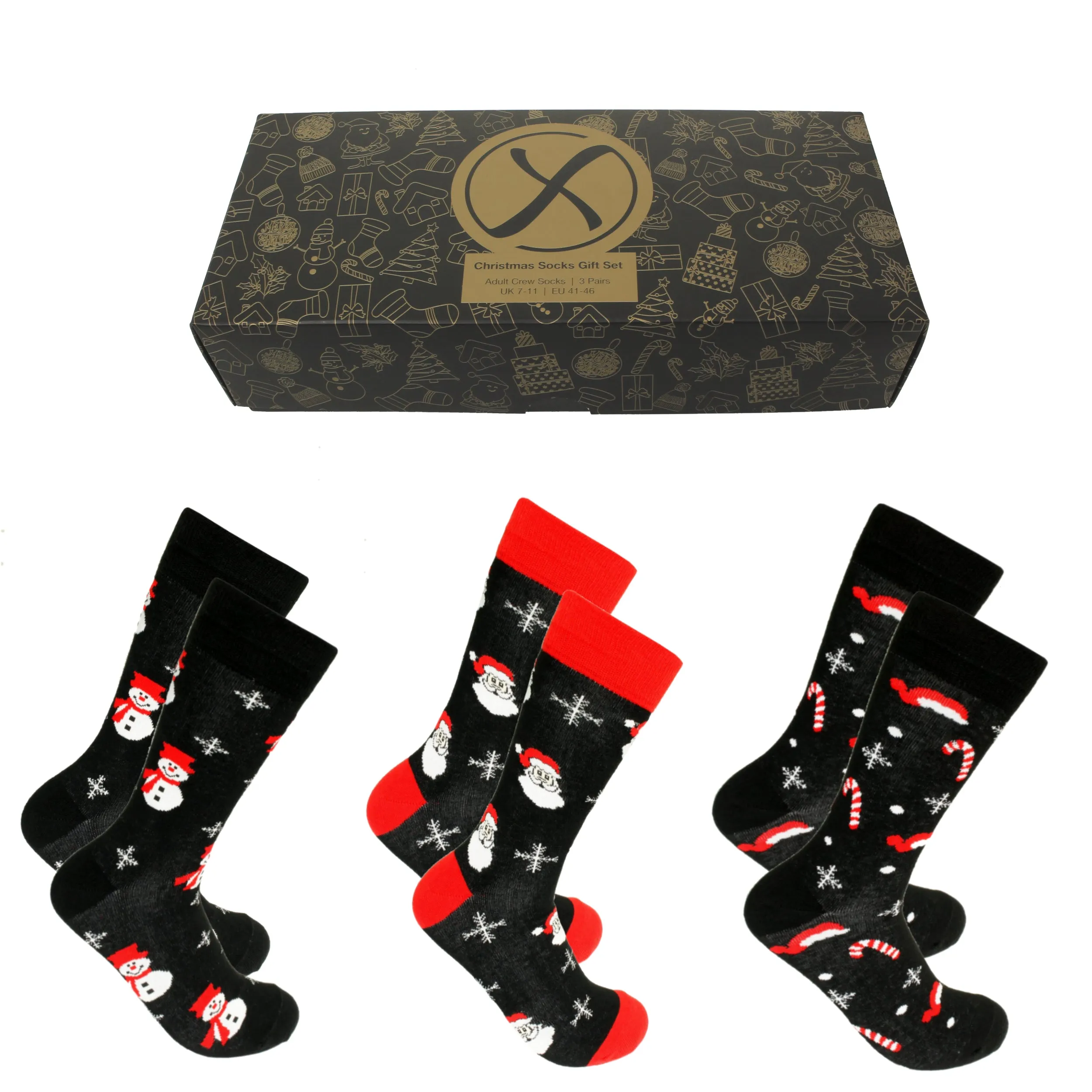 Xact Mens Christmas Xmas Socks Gift Box - UK 7-11 (3-Pack)