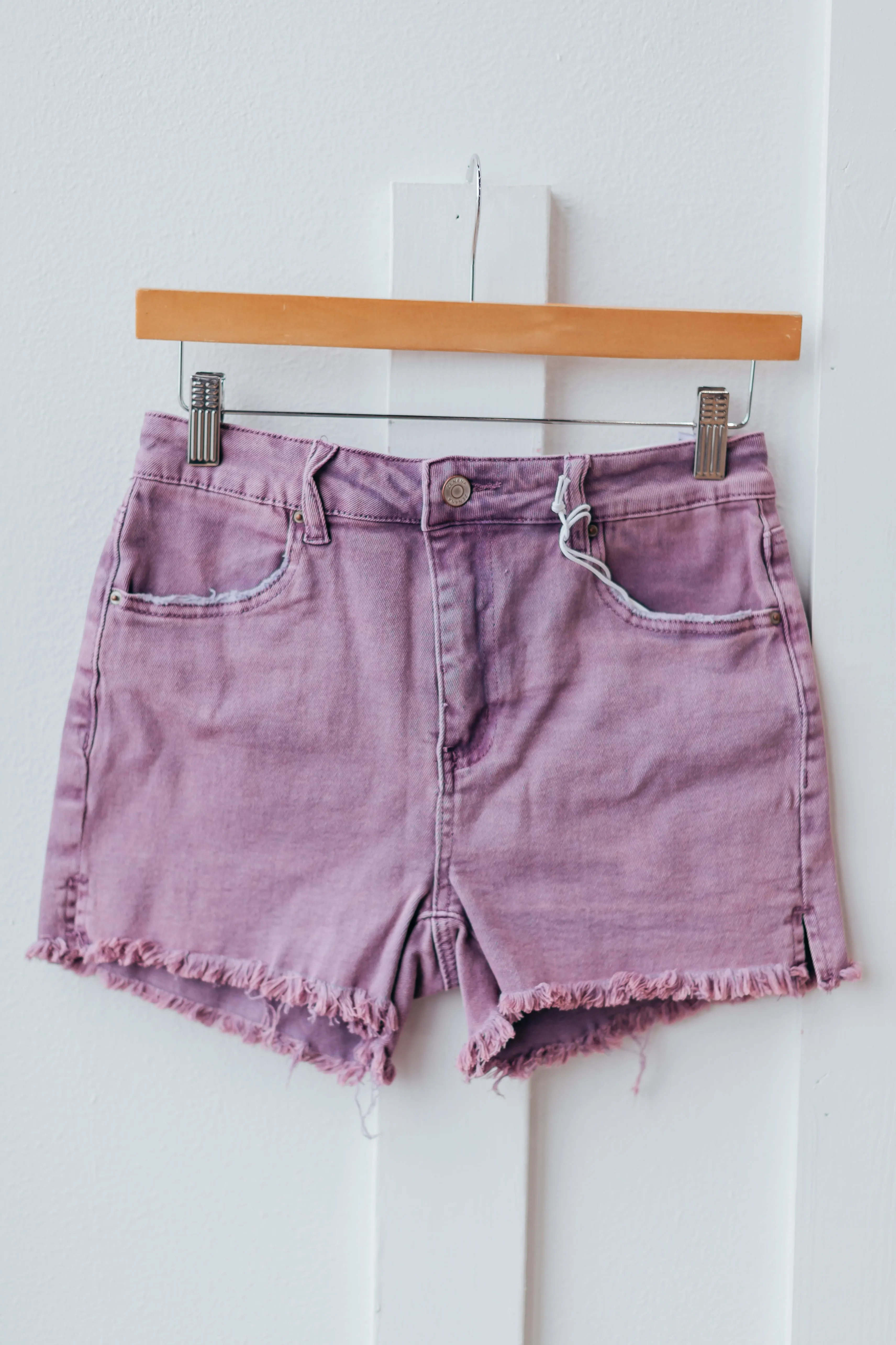 Zenana Acid Wash Frayed Shorts - 3 Colors